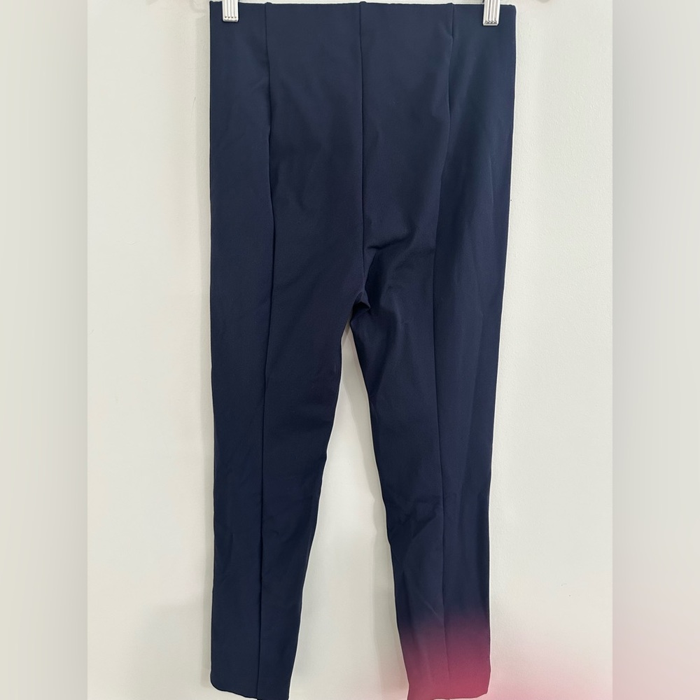 St. John Knits Navy Stretch Fit Skinny Pants w/ Snap Cuff Sz S #X1